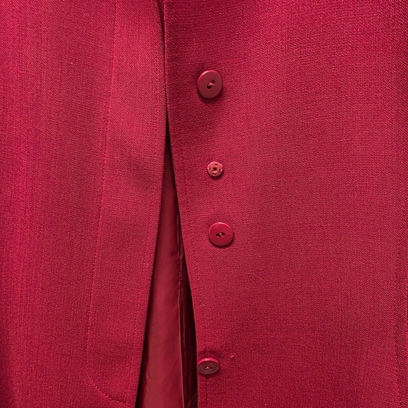 Vintage Genny Made In Italy 100% Wool Red Blazer With Beaded Buttons- SZ 10 - Picture 7 of 16